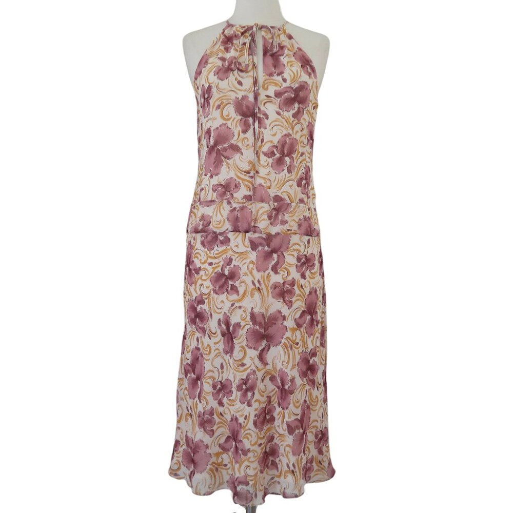 COLLETTE DINNIGAN Floral print silk dress sz M